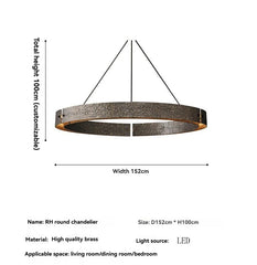 Chandelier with dimensions and specifications on a white background