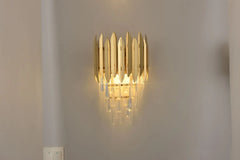 Gold Crystal Tiered Cascading Chandelier with Dazzling Faceted Prisms