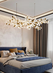 Gold Metal Frame Cluster Pendant Light with Frosted Glass Shades