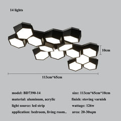 Modern Geometric Hexagon Flush Mount Ceiling Light Fixture