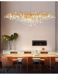 Gold Crystal Cascade Chandelier Surface Mount Light