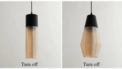 Glass Industrial Style Pendant Light with Ribbed Shade