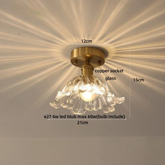 Ceiling light fixture with measurements on a neutral background