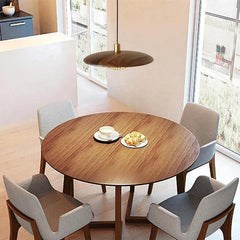 Wood Finish Drum Pendant Light with Brass Gold Wire Cage Shade