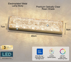 Artpad integrated LED wall sconce with specifications on a neutral background