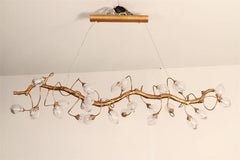 Gold Branch Chandelier with Crystal Fruit Glass Shades and Metal Frame