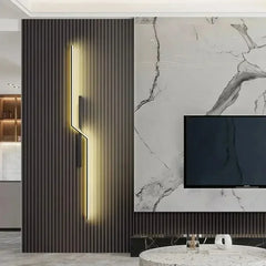 Modern Geometric LED Wall Sconce with Black Finish and Gold Accents