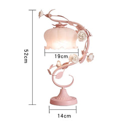 Floral Rose Lamp with Frosted Glass Shade