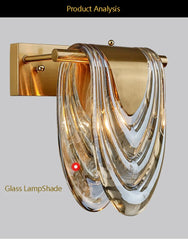Gold Waterfall Wall Sconce with Sculptural Glass Shade