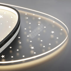 Ceiling light fixture with star patterns on a dark background