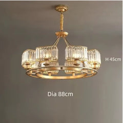 Gold Crystal Ring Tiered Chandelier Pendant Light