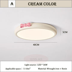 Wood Flush Mount Pink Bow Ceiling Light for Children's Room