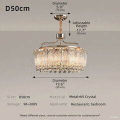 Chandelier with dimensions and specifications on a gray background