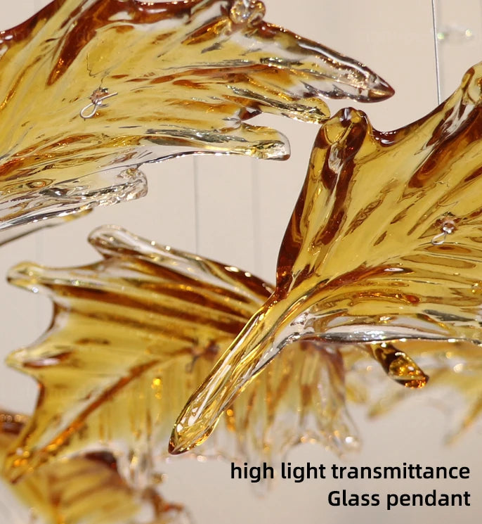 Gold glass pendant with high light transmittance on a white background