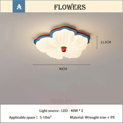 White Petal Flower Flush Mount Light with Multicolor Accents