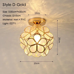 Gold Petal Flush Mount Light with Acrylic Diffuser