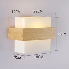 Modern Wood and Frosted Glass LED Wall Sconce Light Fixture