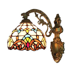 Antique Gold Stained Glass Wall Sconce