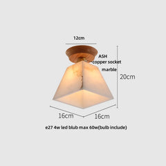 Ceiling light fixture with dimensions labeled on a white background