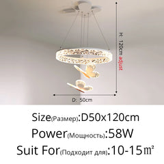 Butterfly Crystal Ring Pendant Light with Rose Gold Butterfly Accents
