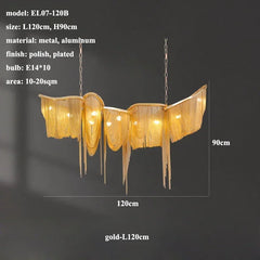 Gold Aluminum Chain Tassel Pendant Light Modern Dining Room Chandelier