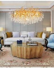 Gold Crystal Cascade Chandelier Surface Mount Light
