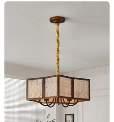 Brushed Gold Floral Pendant Light with Frosted Glass
