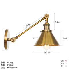 Brushed Gold Industrial Cone Shade Wall Sconce Light