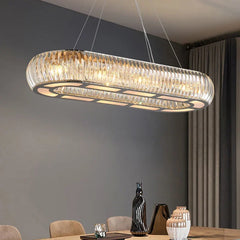 Modern Crystal Ring Pendant Light with Gold Finish Metal Frame