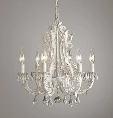 Crystal chandelier with five lights on a gray background