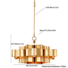Gold Petal Wave Semi-Flush Mount Ceiling Light Fixture Warm Brass