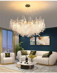 Gold Cascade Crystal Floral Flush Mount Ceiling Light Fixture