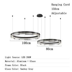 Pendant light with dimensions and specifications on a white background
