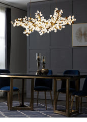 Gold Floral Cluster Pendant Light with Opal Glass Shades