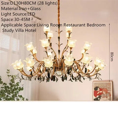Gold Floral Glass Chandelier Multi-Arm Pendant Light