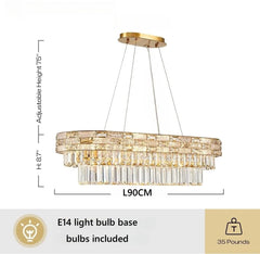 Gold Crystal Tiered Ring Chandelier with Rectangular Faceted Gems