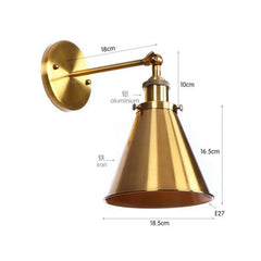 Brushed Gold Cone Shade Adjustable Wall Sconce Hanging Ceiling Light
