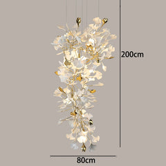 Chandelier with measurements on a gray background