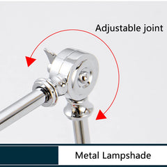 Metal lampshade with adjustable joint feature on a white background