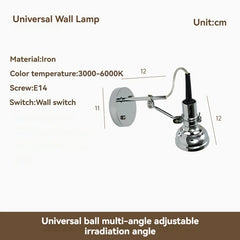 Adjustable Brass Wall Sconce with Walnut Base and Black Arm