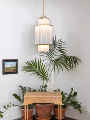 Tiered Gold Frame Pendant Light with Frosted Acrylic Shades