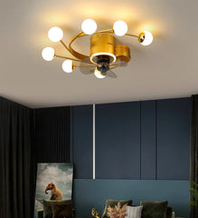 Gold Multi-Arm Ceiling Fan Light Fixture