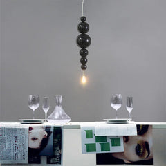 Black Globe Cluster Pendant Light with Polished Metal Frame