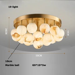 Gold Marble Bubble Cluster Pendant Light Fixture with Suspended Globes