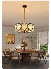 Brushed Gold Floral Pendant Light with Frosted Glass
