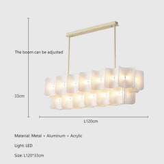 Modern Gold Acrylic Wave Chandelier with Tiered Design