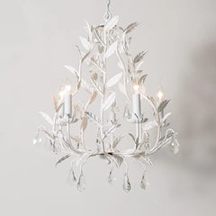 Gold Leaf Crystal Chandelier Metal Frame with Candle Style Lights