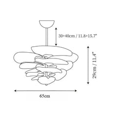 Glass Leaf Tiered Chandelier Polished Copper Floral Pendant Light