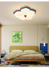 White Petal Flower Flush Mount Light with Multicolor Accents