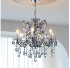 Crystal Candelabra Chandelier with Droplet Accents and Metal Frame